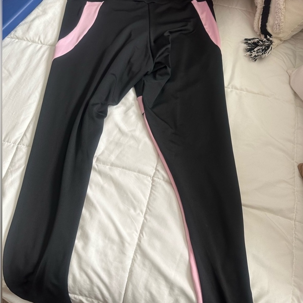 SHEIN CURVE Black Pink Mesh Cut-Out Yoga Leggings ~ Size 1X=US12/14 ~ NWOT - Picture 6 of 10